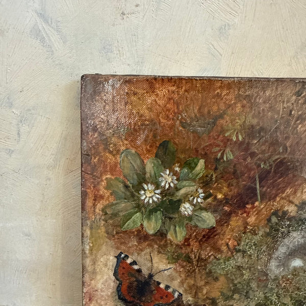 Antique Victorian Nest Painting on Canvas