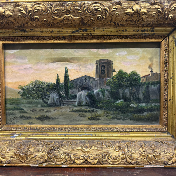 Antique Church Painting on Canvas
