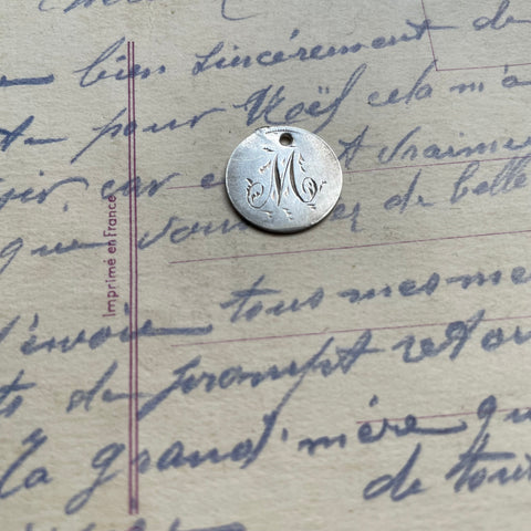 Victorian M Love Token Charm