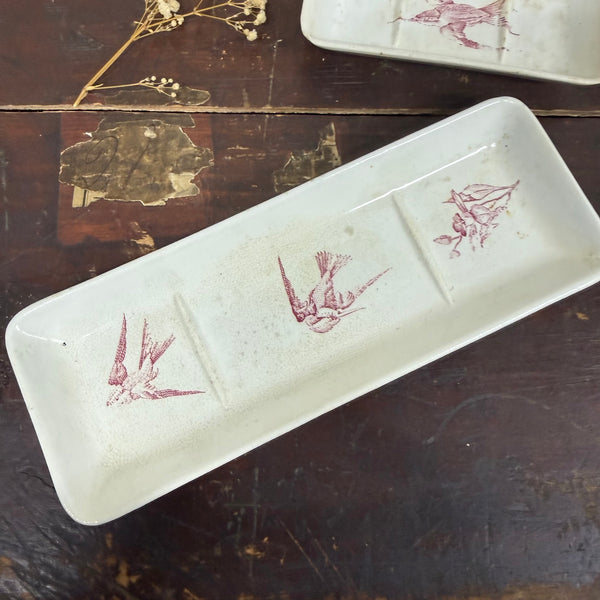 Antique French Bird Ceramic Dish