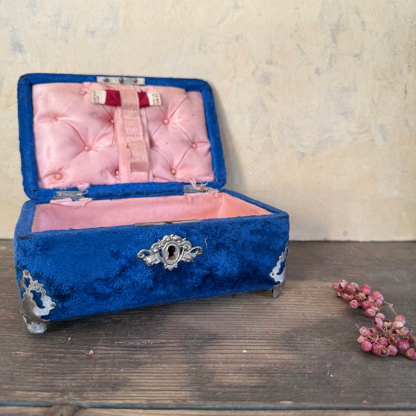 Antique Blue Velvet Box