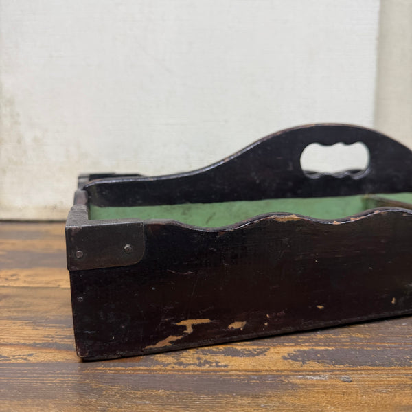 Antique Wooden Trug with Green Interior