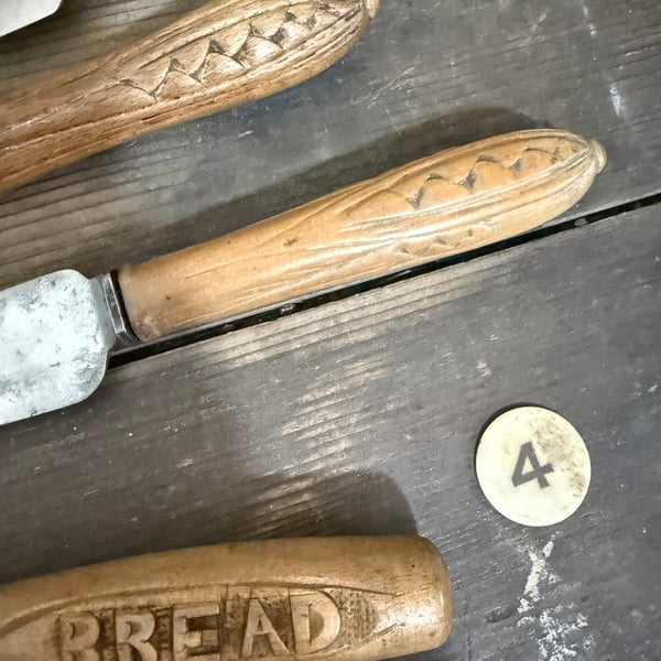 Antique Carved Handle Bread Knives