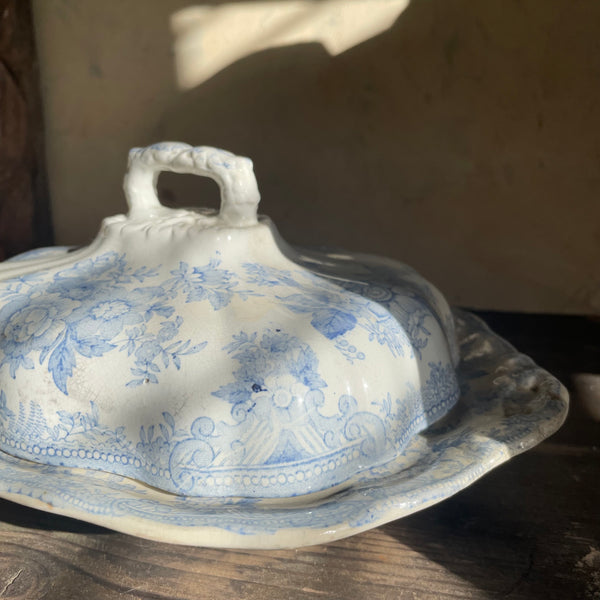 Antique Blue Transferware Tureen