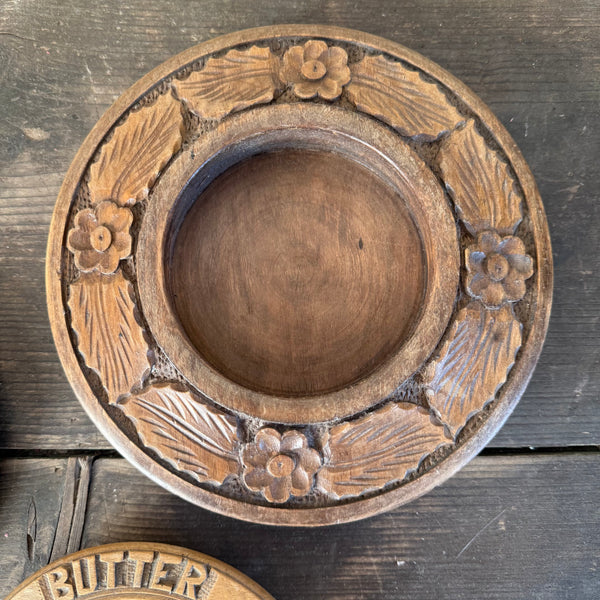 Antique Carved Butter Dish