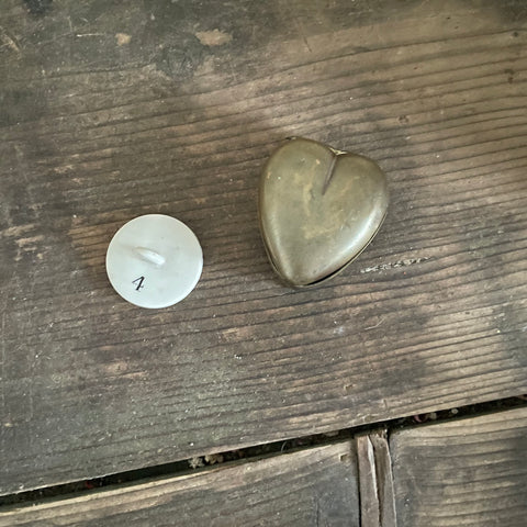 Antique Heart Brass Trinket Pot