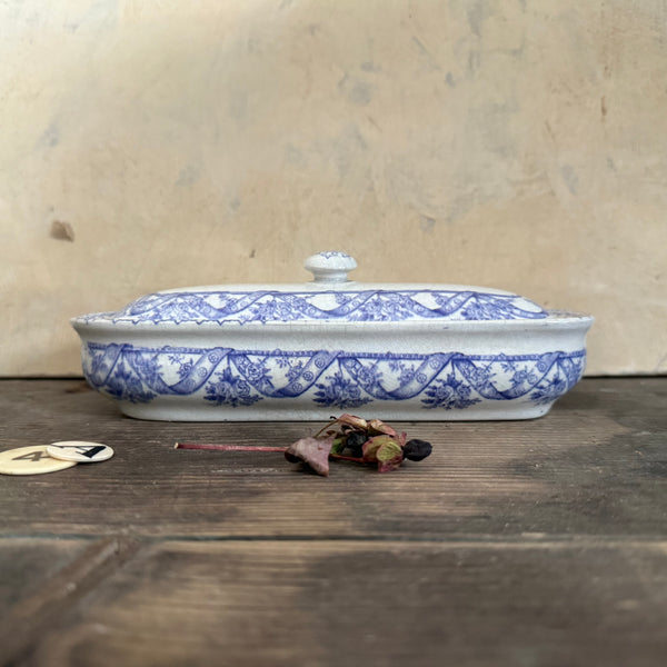 Antique White and Purple Toothbrush Dish