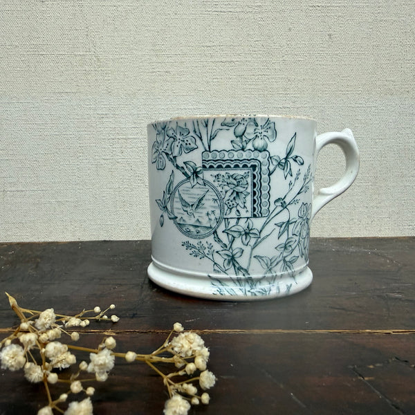 Antique Edwardian Blue Transfer Cup
