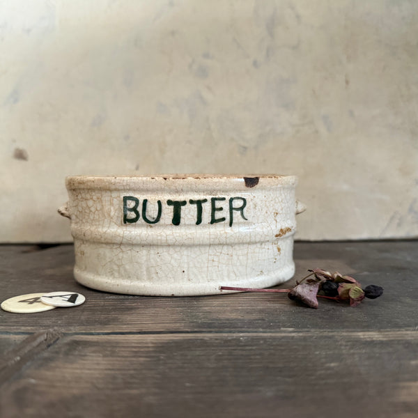 Victorian Butter Stained Dish with Lid