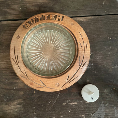 Antique Carved Butter Dish