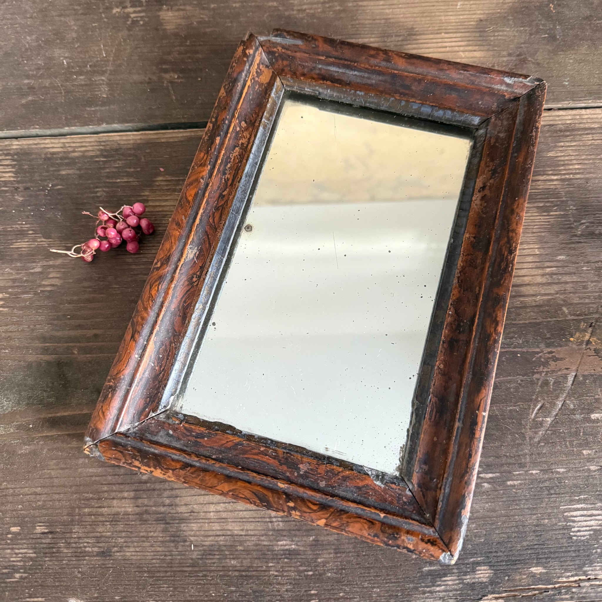 Antique Wood Framed Mirror