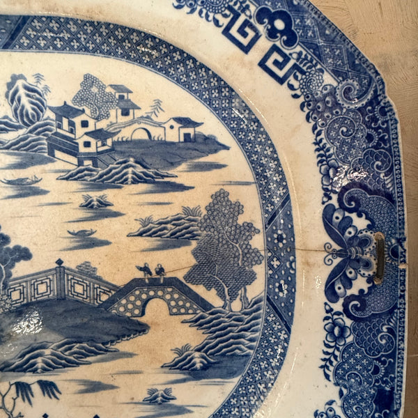 Antique Large Staple Repair Platter