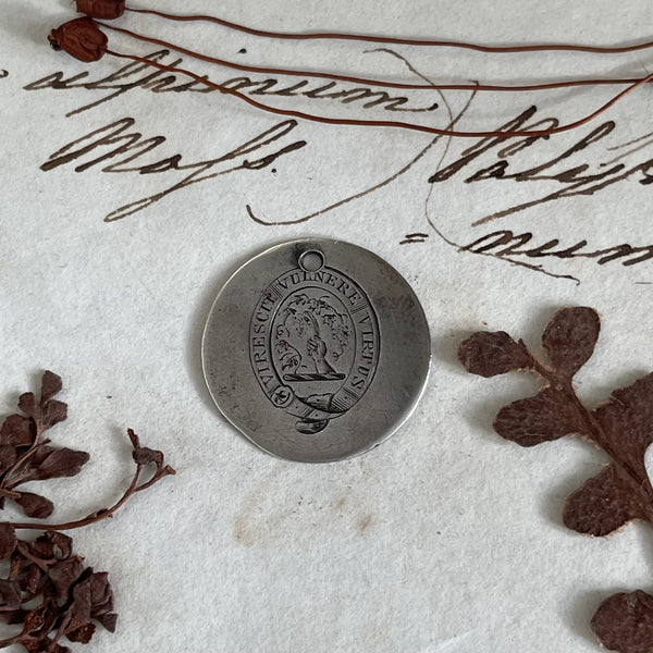 Victorian Latin Crest Love Token Charm
