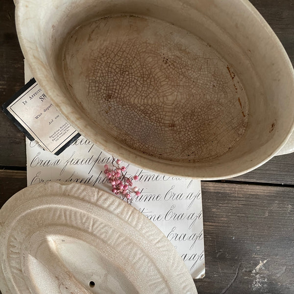 Victorian Worn & Weathered Butter Dish with Lid