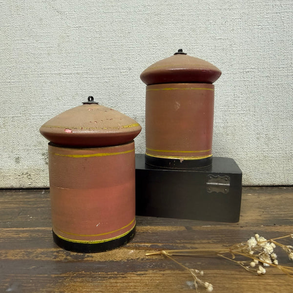Two Vintage Wooden Pink Ombre Pots