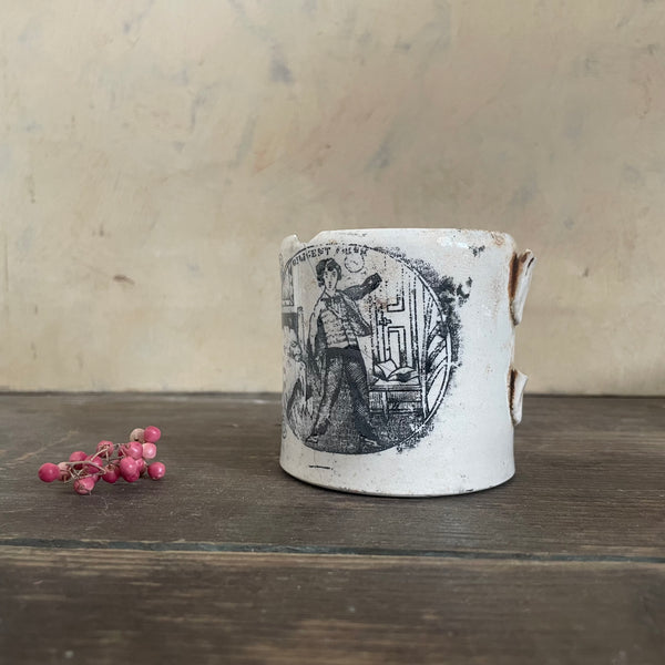 Antique Motto Staffordshire Cup