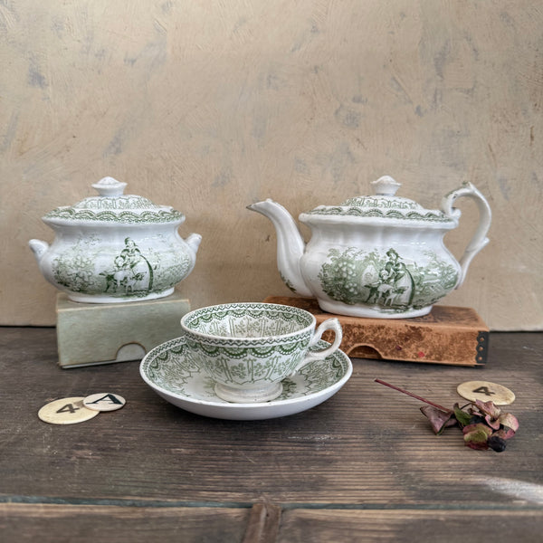 Antique Green Childs Tea Set