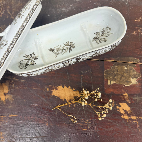 Antique Victorian Floral Tooth Brush Dish