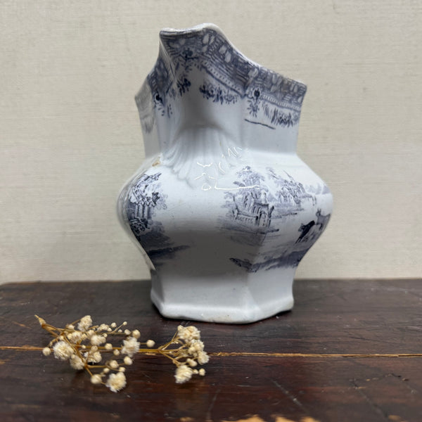 Beautiful Grey Antique Transfer Cow Jug