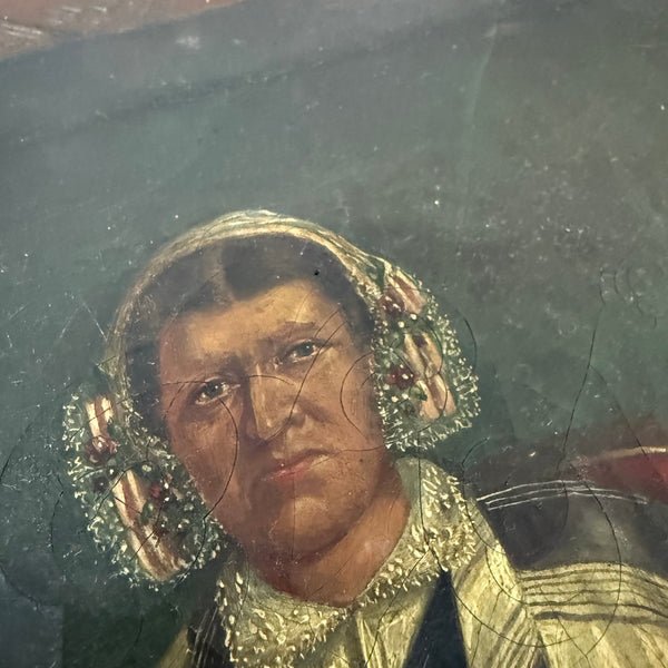 Antique 19th Century Portrait Painting on Canvas