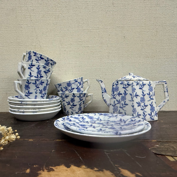 Victorian Blue Floral Transfer Child Tea Set