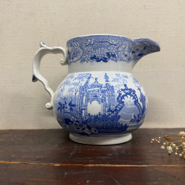 Antique Victorian Blue Transfer Jug