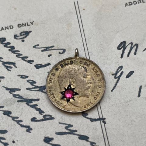 Victorian Pink Gem Love Token Charm