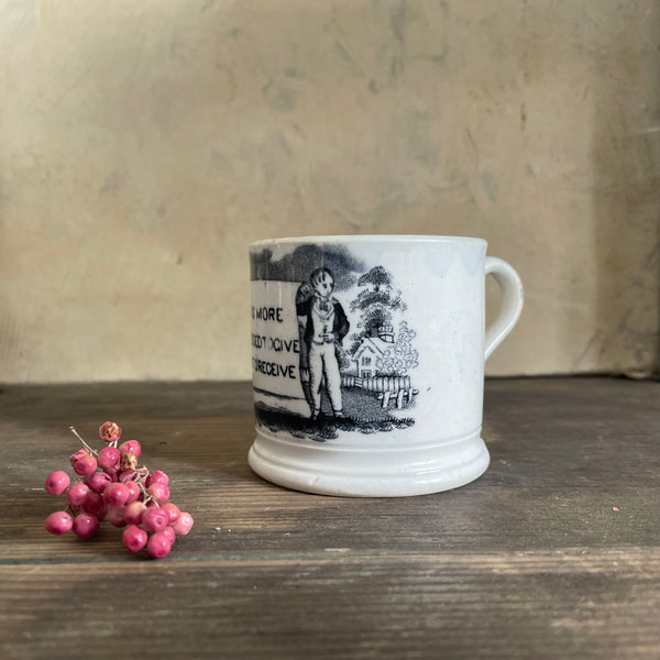 Antique 1840s Motto Mug