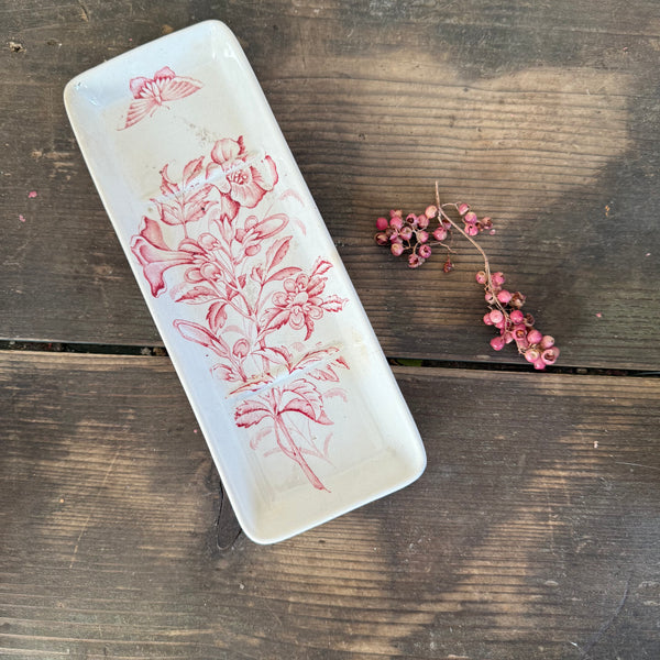 Antique French Pink Ceramic Tray