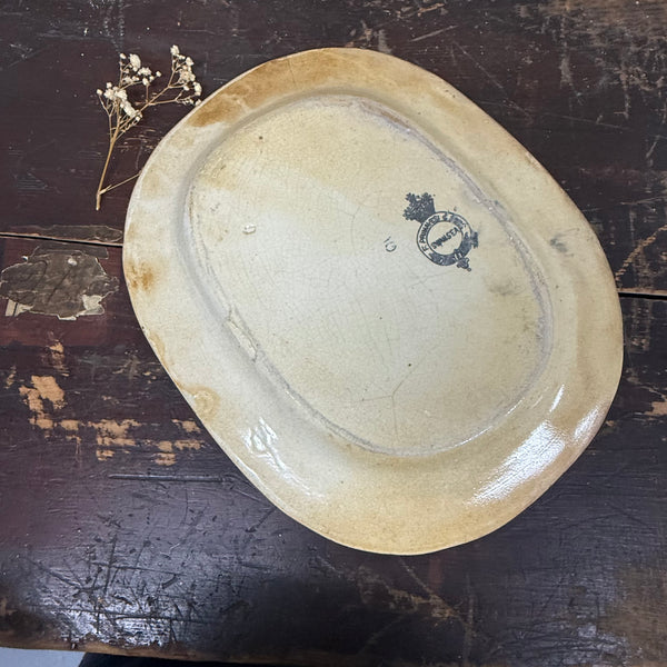 Antique Swansea Pottery Black Transferware Plate