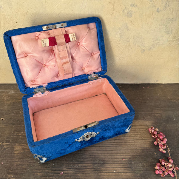 Antique Blue Velvet Box