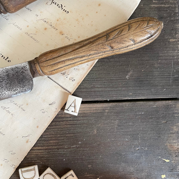 Antique Bread Carved Handle Knives