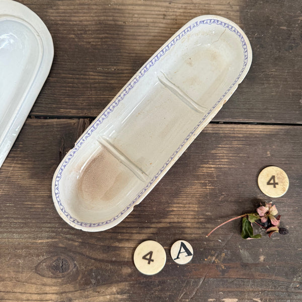 Antique Floral White and Purple Toothbrush Dish