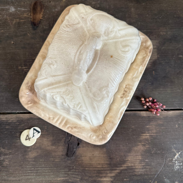 Victorian Cheese Stained Dish with Lid