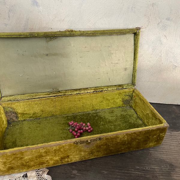 Antique Green Velvet Box
