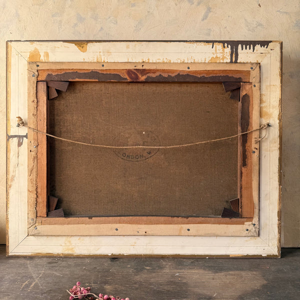 Antique 1920 Highland Cow Painting on Canvas