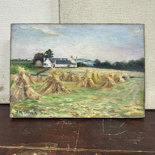 Antique Wheat Field Painting on Canvas