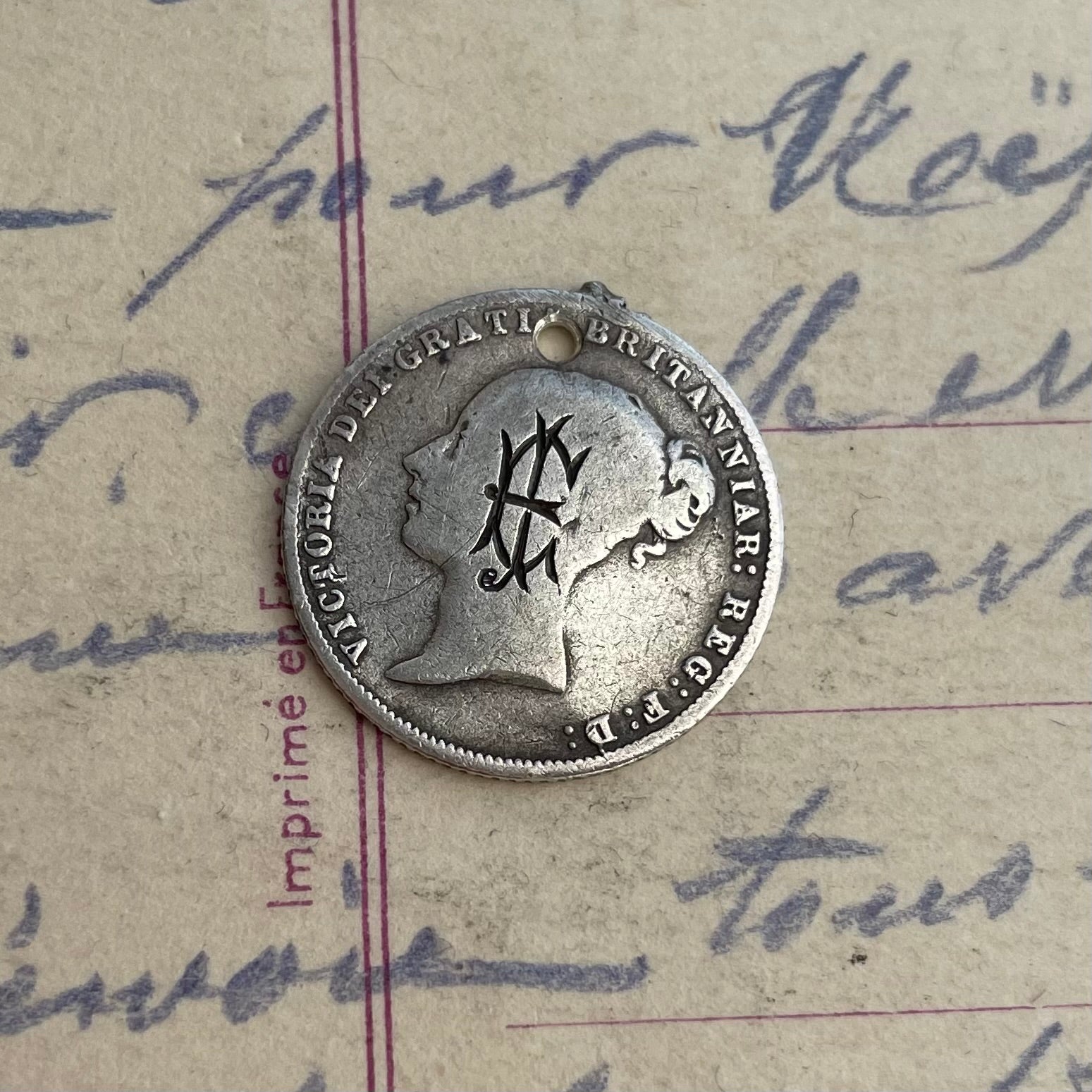 Victorian EJ Love Token Charm