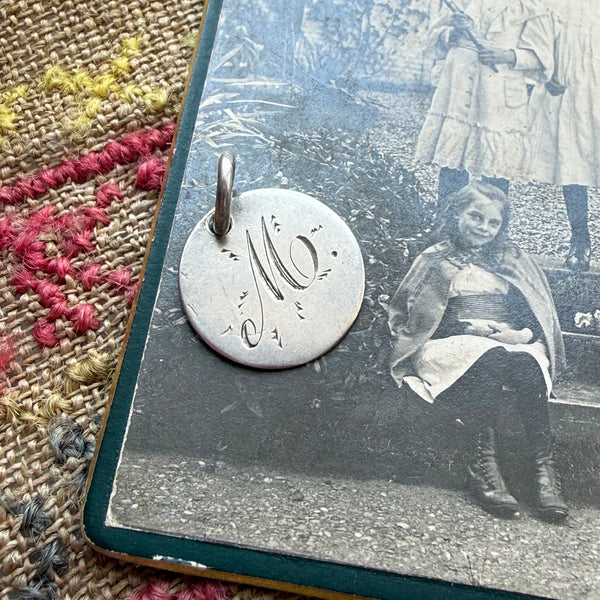 Victorian M Love Token Charm