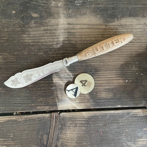 Antique Carved Handle Butter Knife
