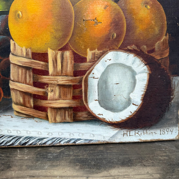 Antique 1899 Fruit Oil Painting