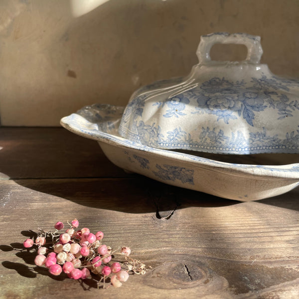 Antique Blue Transferware Tureen