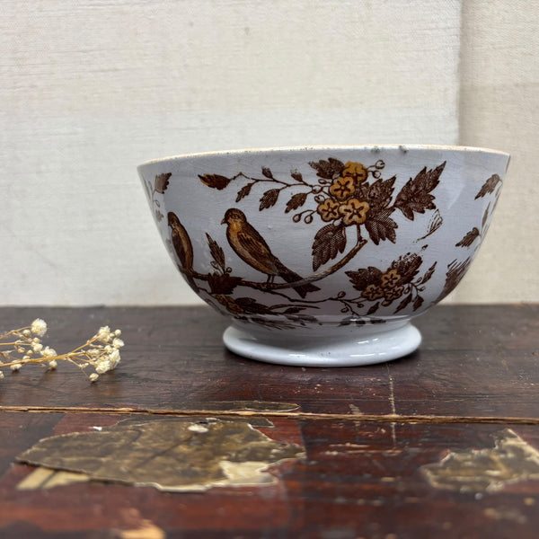 Antique Victorian Bird Transfer Bowl