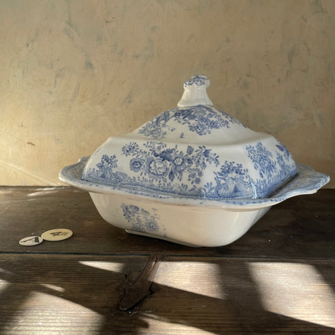 Antique Blue Transferware Tureen
