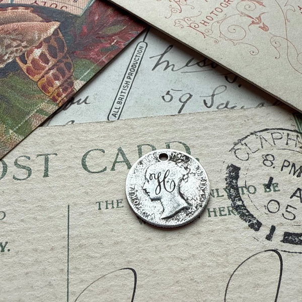 Victorian H Love Token Charm