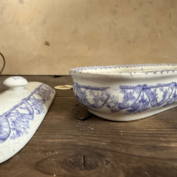 Antique White and Purple Toothbrush Dish