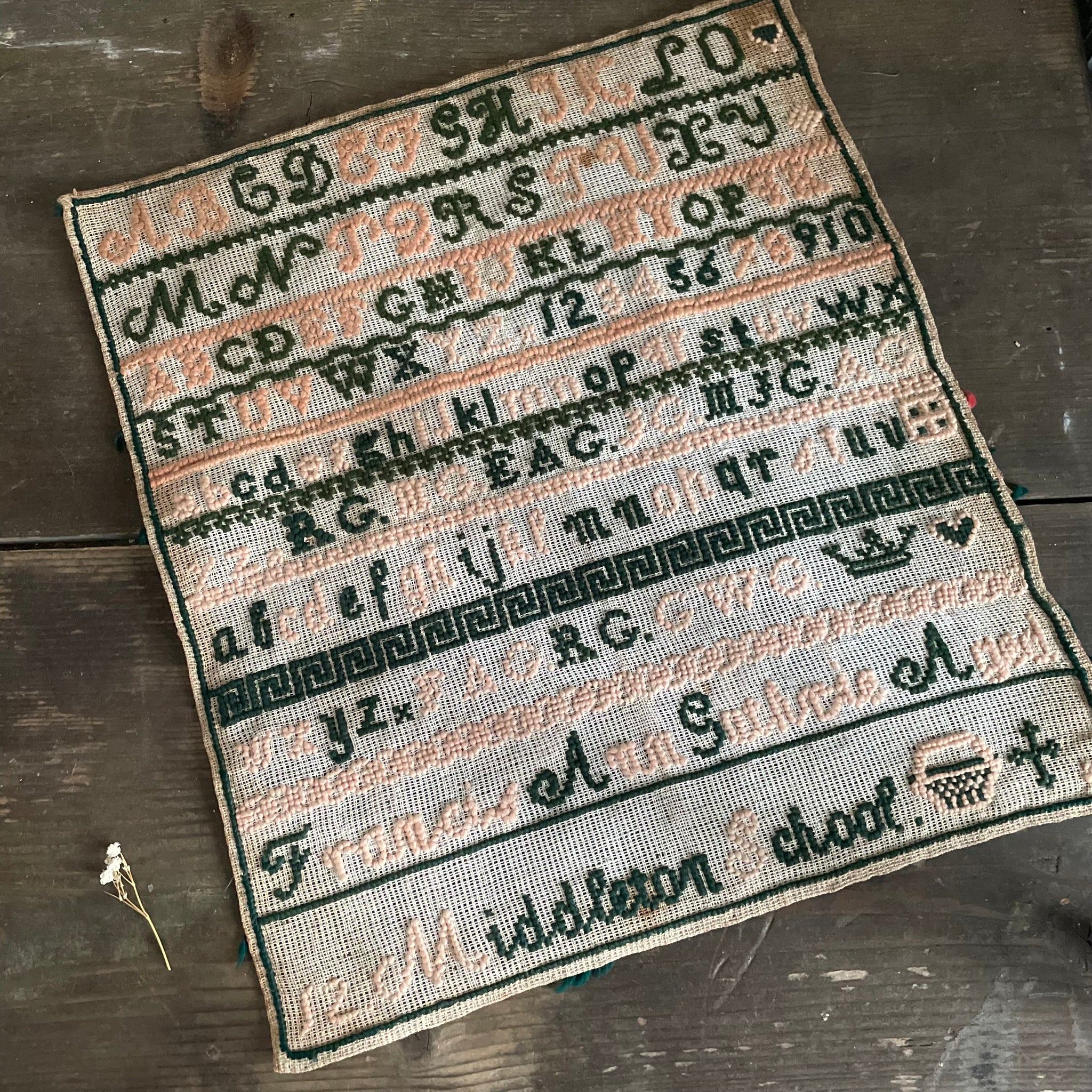 Antique Victorian Middleton School Sampler