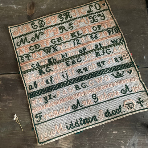 Antique Victorian Middleton School Sampler