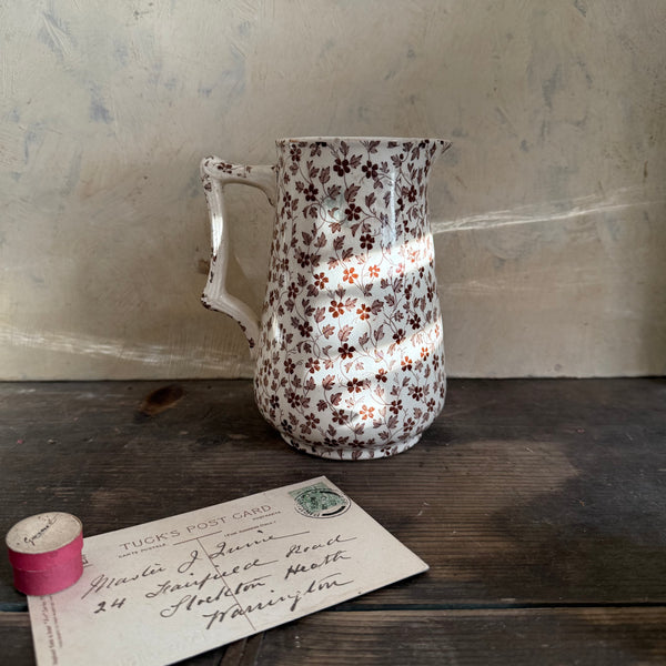 Antique Floral Transfer Jug