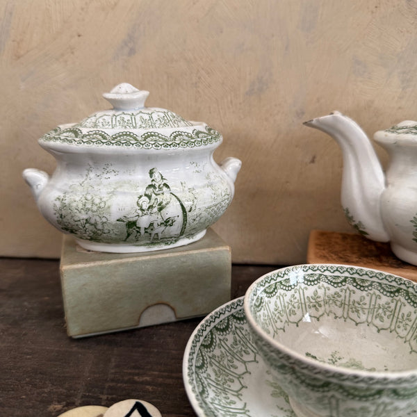 Antique Green Childs Tea Set